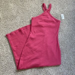 Old Navy • Fitted Rib Knit Halter Midi Dress Lotus Blossom